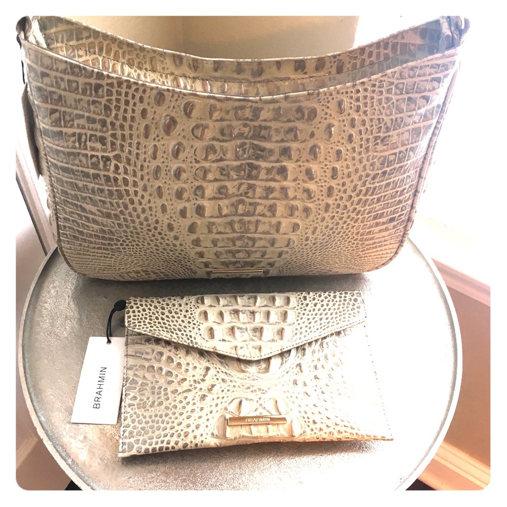 Brahmin Noelle Silver Birch Bag & Envelope Clutch